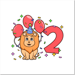 I am 2 with lion - kids birthday 2 years old Posters and Art